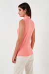 Pamuklu Kolsuz Dik Yaka Kadın T Shirt 5865710 CORAL