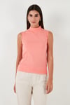 Pamuklu Kolsuz Dik Yaka Kadın T Shirt 5865710 CORAL