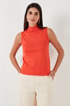 Pamuklu Kolsuz Dik Yaka Kadın T Shirt 5865710 NAR ÇİÇEĞİ
