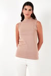 Pamuklu Kolsuz Dik Yaka Kadın T Shirt 5865710 BİSKÜVİ