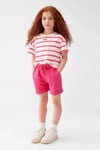 Pamuklu Logo Baskılı Regular Fit Normal Bel Kız Çocuk Short 7410002-71111 KOYU PEMBE