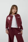 Pamuklu Logo Nakışlı Bomber Kız Çocuk Ceket 7S10189-70393 BORDO