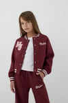Pamuklu Logo Nakışlı Bomber Kız Çocuk Ceket 7S10189-70393 BORDO