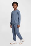 Pamuklu Logolu Loose Fit Elastik Paça Unisex Çocuk Eşofman Altı 232951-2828 MAVİ