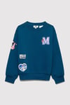 Pamuklu Loose Fit Baskılı Bisiklet Yaka Kız Çocuk Sweat 7S10164-89110 PETROL