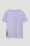 Pamuklu Loose Fit Baskılı Bisiklet Yaka Kız Çocuk T Shirt 7610457-70523 LİLA