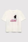 Pamuklu Loose Fit Baskılı Bisiklet Yaka Kız Çocuk T Shirt 7610456-70057 BEYAZ