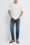 Pamuklu Loose Fit Bisiklet Yaka Basic Erkek T Shirt 0613153-70056 KREM
