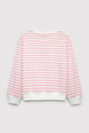 Pamuklu Loose Fit Bisiklet Yaka Desenli Kız Çocuk Sweat 7S10201-91630 PEMBE-BEYAZ