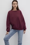 Pamuklu Loose Fit Bisiklet Yaka Kadın Sweat 1610198-70415 BORDO