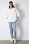Pamuklu Loose Fit Bisiklet Yaka Kadın Sweat 1S10366-70057 EKRU