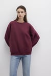 Pamuklu Loose Fit Bisiklet Yaka Kadın Sweat 1610198-70415 BORDO