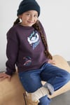 Pamuklu Loose Fit Bisiklet Yaka Sırt Baskılı Kız Çocuk Sweat 7S10161-70635 MOR