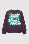 Pamuklu Loose Fit Bisiklet Yaka Sırt Baskılı Kız Çocuk Sweat 7S10161-70635 MOR