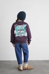 Pamuklu Loose Fit Bisiklet Yaka Sırt Baskılı Kız Çocuk Sweat 7S10161-70635 MOR