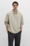 Pamuklu Loose Fit Erkek Polo Yaka Sweat 0S10323-70146 TAŞ