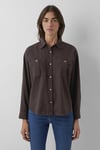 Pamuklu Loose Fit Göğüs Cepli Kadın Gömlek 1211383-70240 KAHVE