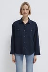 Pamuklu Loose Fit Göğüs Cepli Kadın Gömlek 1211383-70492 LACİVERT