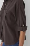 Pamuklu Loose Fit Göğüs Cepli Kadın Gömlek 1211383-70240 KAHVE