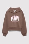 Pamuklu Loose Fit Kapüşonlu Logolu Kız Çocuk Sweat 7S10124-87181 KAHVE