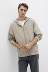 Pamuklu Loose Fit Kapüşonlu Yaka Fermuarlı Erkek Sweat 0S10520-70154 BEJ