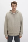 Pamuklu Loose Fit Kapüşonlu Yaka Fermuarlı Erkek Sweat 0S10520-70154 BEJ