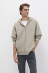 Pamuklu Loose Fit Kapüşonlu Yaka Fermuarlı Erkek Sweat 0S10520-70154 BEJ