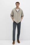 Pamuklu Loose Fit Kapüşonlu Yaka Fermuarlı Erkek Sweat 0S10520-70154 BEJ