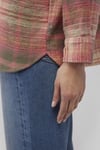Pamuklu Loose Fit Kareli Kadın Gömlek 1210609-85860 Turuncu-Pembe