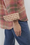 Pamuklu Loose Fit Kareli Kadın Gömlek 1210609-85860 Turuncu-Pembe