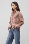 Pamuklu Loose Fit Kareli Kadın Gömlek 1210609-85860 Turuncu-Pembe
