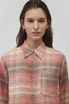 Pamuklu Loose Fit Kareli Kadın Gömlek 1210609-85860 Turuncu-Pembe