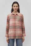 Pamuklu Loose Fit Kareli Kadın Gömlek 1210609-85860 Turuncu-Pembe