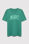 Pamuklu Loose Fit Logo Baskılı Bisiklet Yaka Erkek Çocuk T Shirt 6610484-71697 KOYU YEŞİL