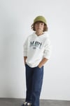 Pamuklu Loose Fit Logolu Kapüşon Yaka Erkek Çocuk Sweat 6S10167-70057 EKRU