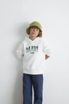 Pamuklu Loose Fit Logolu Kapüşon Yaka Erkek Çocuk Sweat 6S10167-70057 EKRU