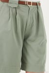 Pamuklu Loose Fit Pileli Kemerli Bermuda Kadın Şort 668YP5439 AÇIK HAKİ