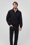 Pamuklu Loose Fit Şardonlu Yarım Fermuarlı Dik Yaka Erkek Sweat 0S10278-900 SİYAH