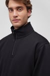 Pamuklu Loose Fit Şardonlu Yarım Fermuarlı Dik Yaka Erkek Sweat 0S10278-900 SİYAH