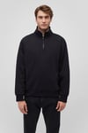 Pamuklu Loose Fit Şardonlu Yarım Fermuarlı Dik Yaka Erkek Sweat 0S10278-900 SİYAH