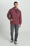 Pamuklu Loose Fit Sırt Baskılı Şardonlu Kapüşon Yaka Erkek Sweat L232275 838 BORDO