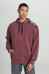 Pamuklu Loose Fit Sırt Baskılı Şardonlu Kapüşon Yaka Erkek Sweat L232275 838 BORDO
