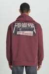 Pamuklu Loose Fit Sırt Baskılı Şardonlu Kapüşon Yaka Erkek Sweat L232275 838 BORDO