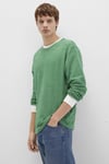 Pamuklu Loose Fit Uzun Kollu Erkek T Shirt 0613038-85916 YEŞİL-BEYAZ