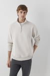 Pamuklu Loose Fit Yarım Fermuarlı Dik Yaka Erkek Sweat 0S10278-70144 TAŞ
