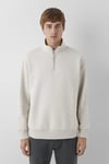 Pamuklu Loose Fit Yarım Fermuarlı Dik Yaka Erkek Sweat 0S10278-70144 TAŞ