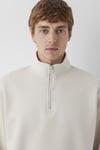 Pamuklu Loose Fit Yarım Fermuarlı Dik Yaka Erkek Sweat 0S10278-70144 TAŞ
