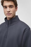 Pamuklu Loose Fit Yarım Fermuarlı Şardonlu Basic Erkek Sweat 0S10278-87822 LACİVERT