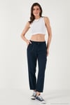 Pamuklu Normal Bel Regular Fit Düz Paça Kadın Pantolon 668YP42282S4 LACİVERT