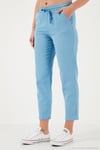 Pamuklu Normal Bel Regular Fit Düz Paça Kadın Pantolon 668YP42282S4 MAVİ